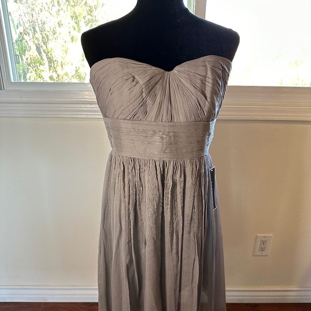 J Crew Marbella Gray Strapless Bridesmaid dress (Sz 12)